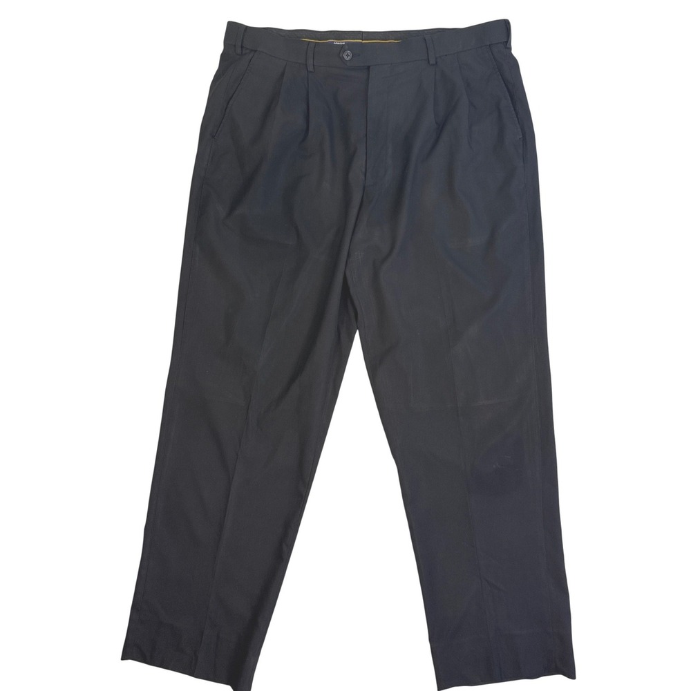Arrow Mens Black Double Pleated Dress Pants Trousers 40x32 Regular Fit Business